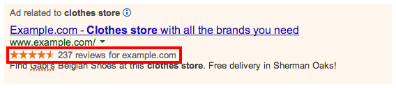 Ad extensions notas do vendedor